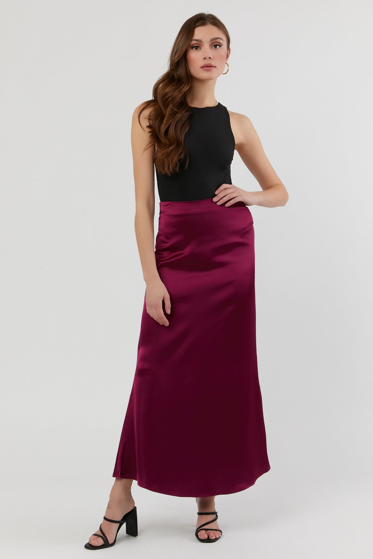 Latest designs, Satin Flare Maxi Skirt Sirens . Shop now and get