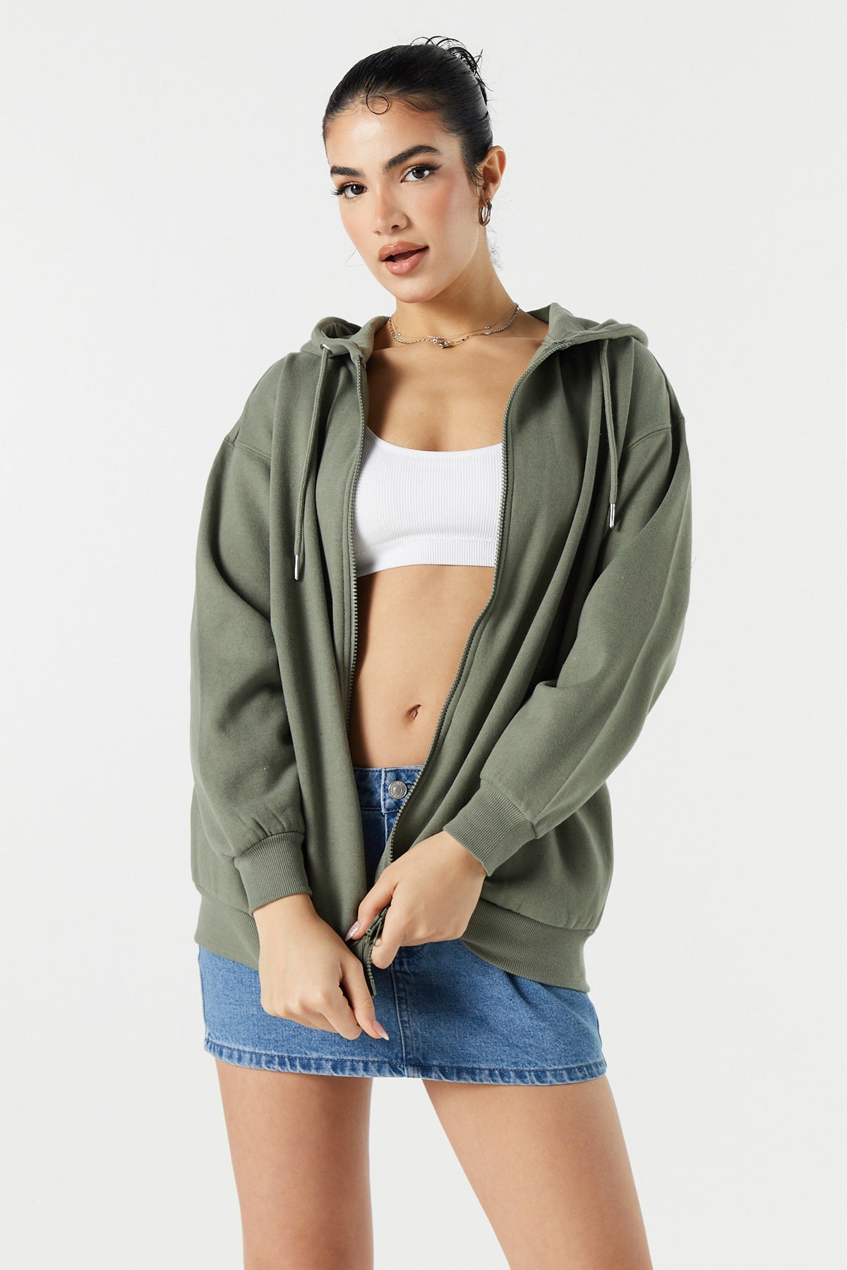 Find fashionable and practical Zip-Up Oversized Hoodie Sirens